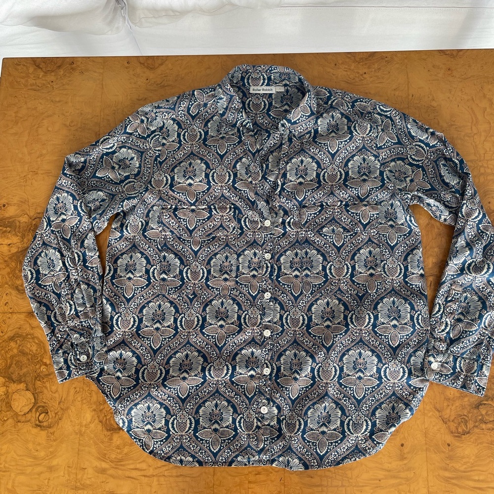Roller Rabbit Blue Paisley Long-sleeved Blouse Tunic L